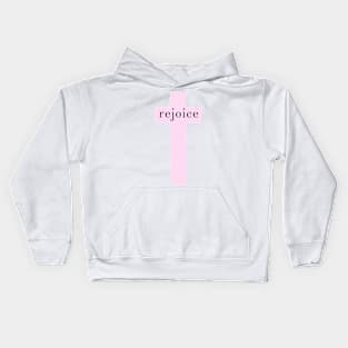 Rejoice Light Pink Cross Kids Hoodie